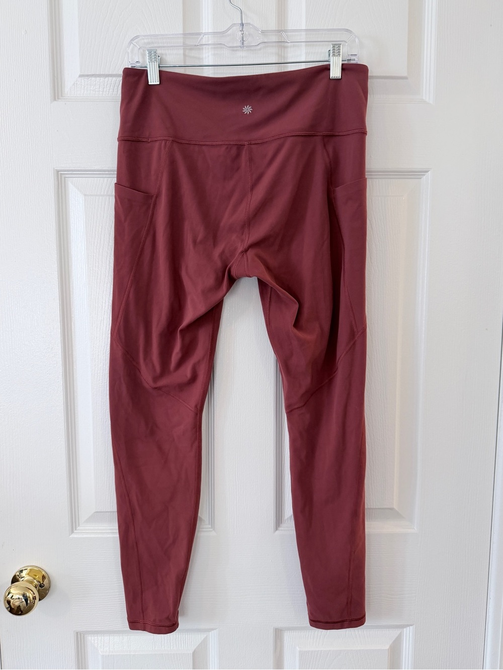 Athleta Salutation Stash Pocket Tights Pink/Red Yoga Leggings - Women’s L